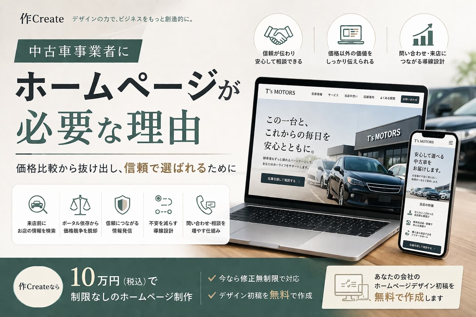 中古車事業者にホームページが必要な理由|価格比較から抜け出し、信頼で選ばれるために